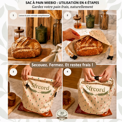 Sac à Pain Premium en Coton 100% et Cire d'Abeille