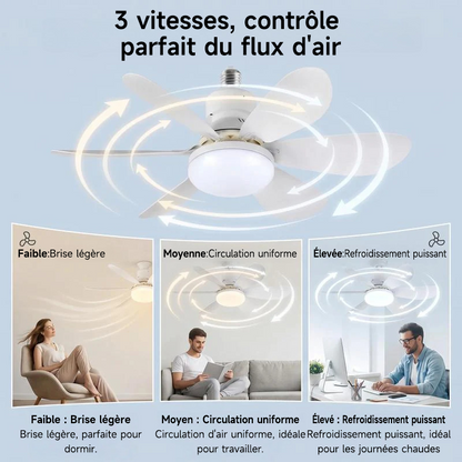 ⚡ Ventilateur lampe E27 2-en-1 avec LED & télécommande – fraîcheur et éclairage pour les journées chaudes