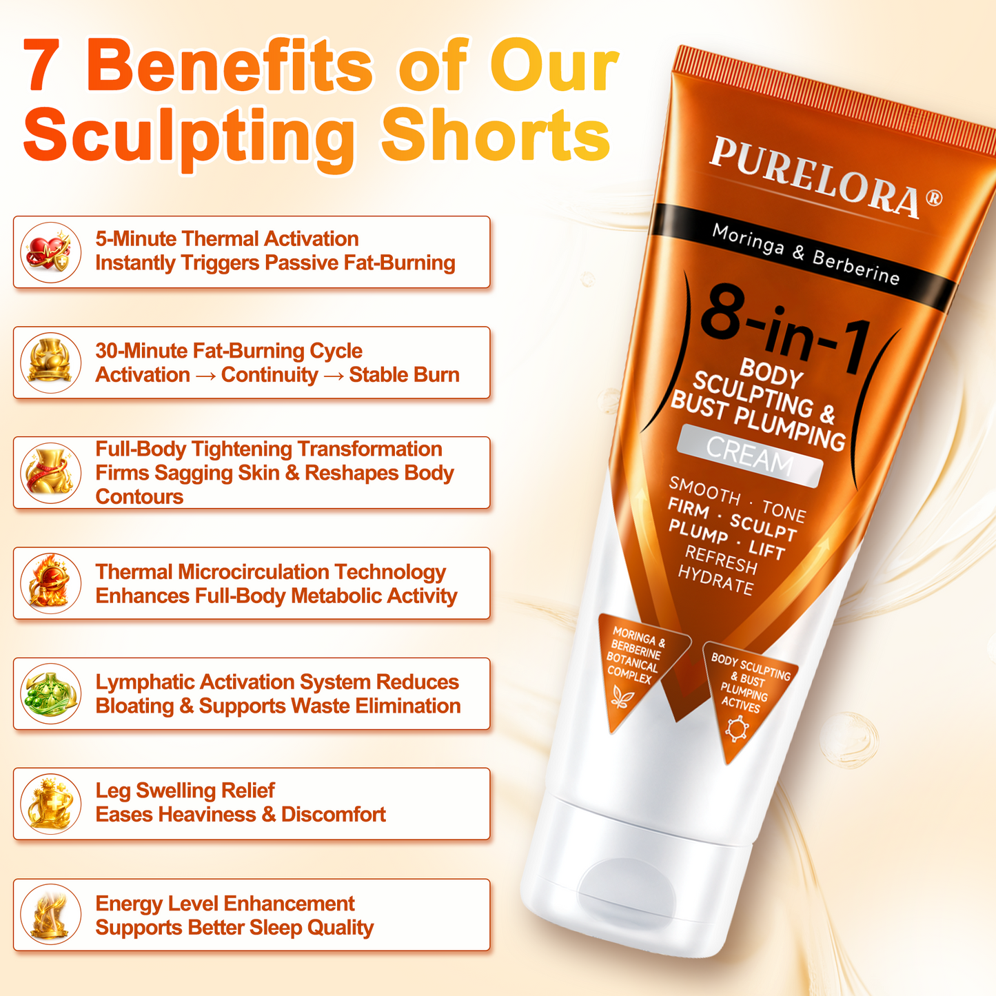 𝐎𝐟𝐟𝐢𝐜𝐢𝐚𝐥 𝐁𝐫𝐚𝐧𝐝 𝐒𝐭𝐨𝐫𝐞 | PURELORA ® Crème 8-en-1 au moringa et à la berbérine pour modeler la silhouette et repulper la poitrine : lisse · raffermit · tonifie · sculpte · rafraîchit · hydrate · repulpe · lifte