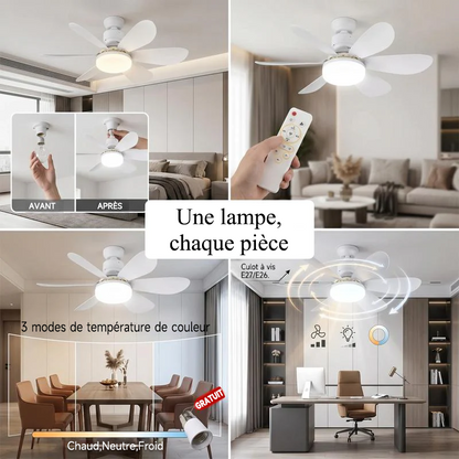 ⚡ Ventilateur lampe E27 2-en-1 avec LED & télécommande – fraîcheur et éclairage pour les journées chaudes