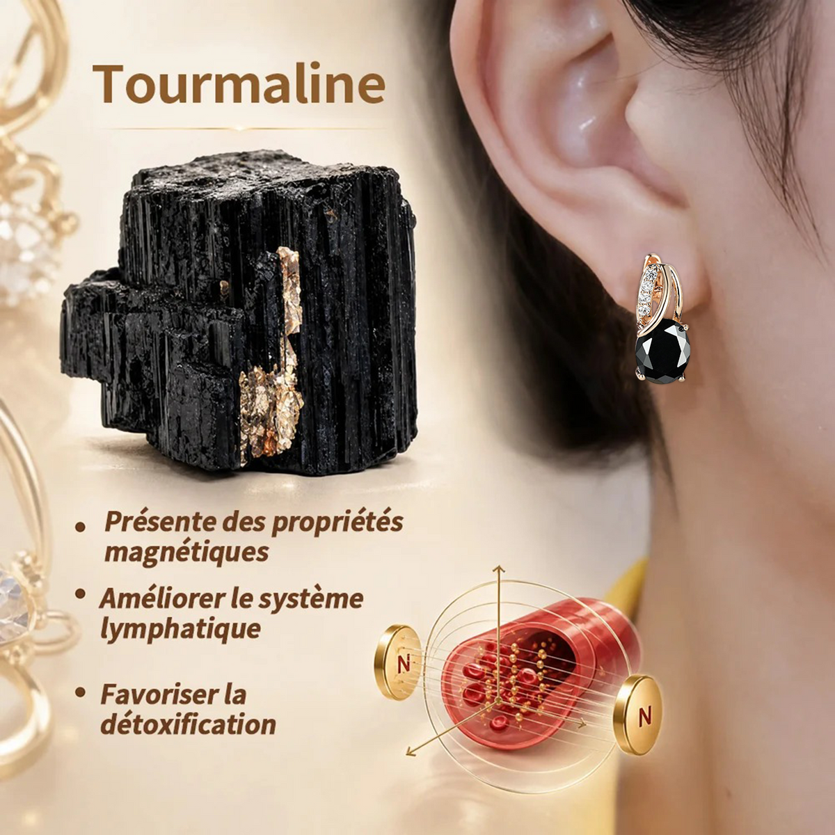 (VENTE SPÉCIALE – DERNIER JOUR : -80 % 🔥) 👩🏻‍⚕️ Boucles d’oreilles au germanium et au magnésium – Vitalité lymphatique et thérapie magnétique