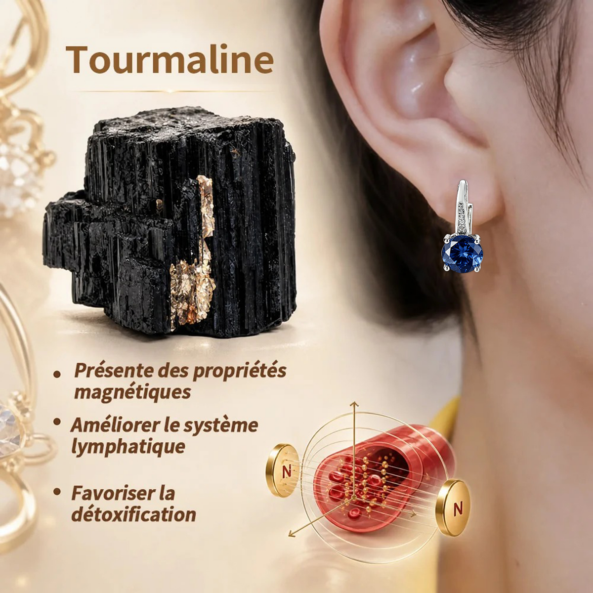 (VENTE SPÉCIALE – DERNIER JOUR : -80 % 🔥) 👩🏻‍⚕️ Boucles d’oreilles au germanium et au magnésium – Vitalité lymphatique et thérapie magnétique