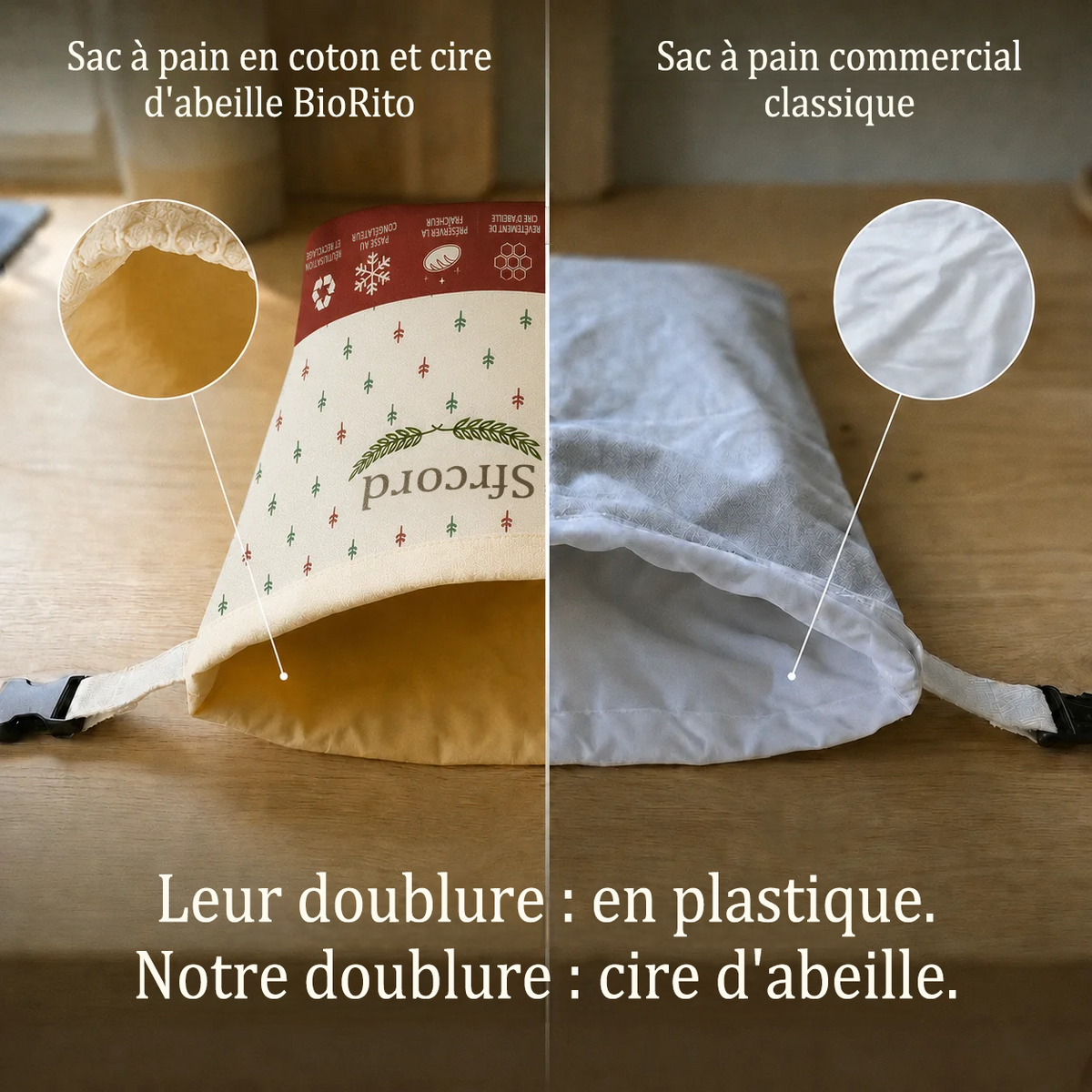 Sac à Pain Premium en Coton 100% et Cire d'Abeille