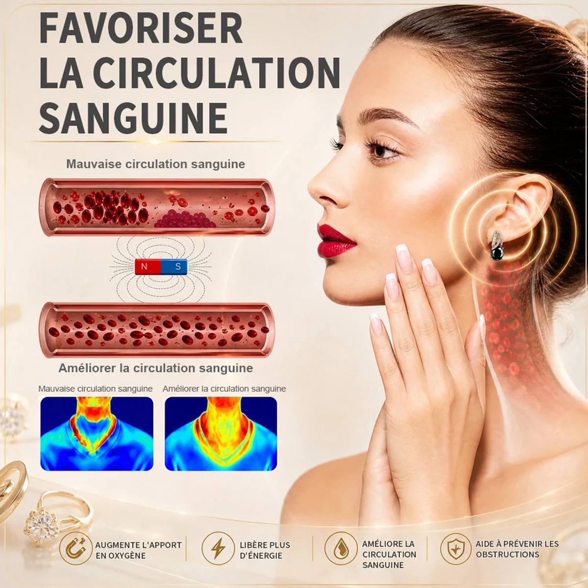 (VENTE SPÉCIALE – DERNIER JOUR : -80 % 🔥) 👩🏻‍⚕️ Boucles d’oreilles au germanium et au magnésium – Vitalité lymphatique et thérapie magnétique
