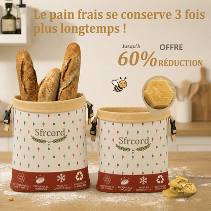 Sac à Pain Premium en Coton 100% et Cire d'Abeille