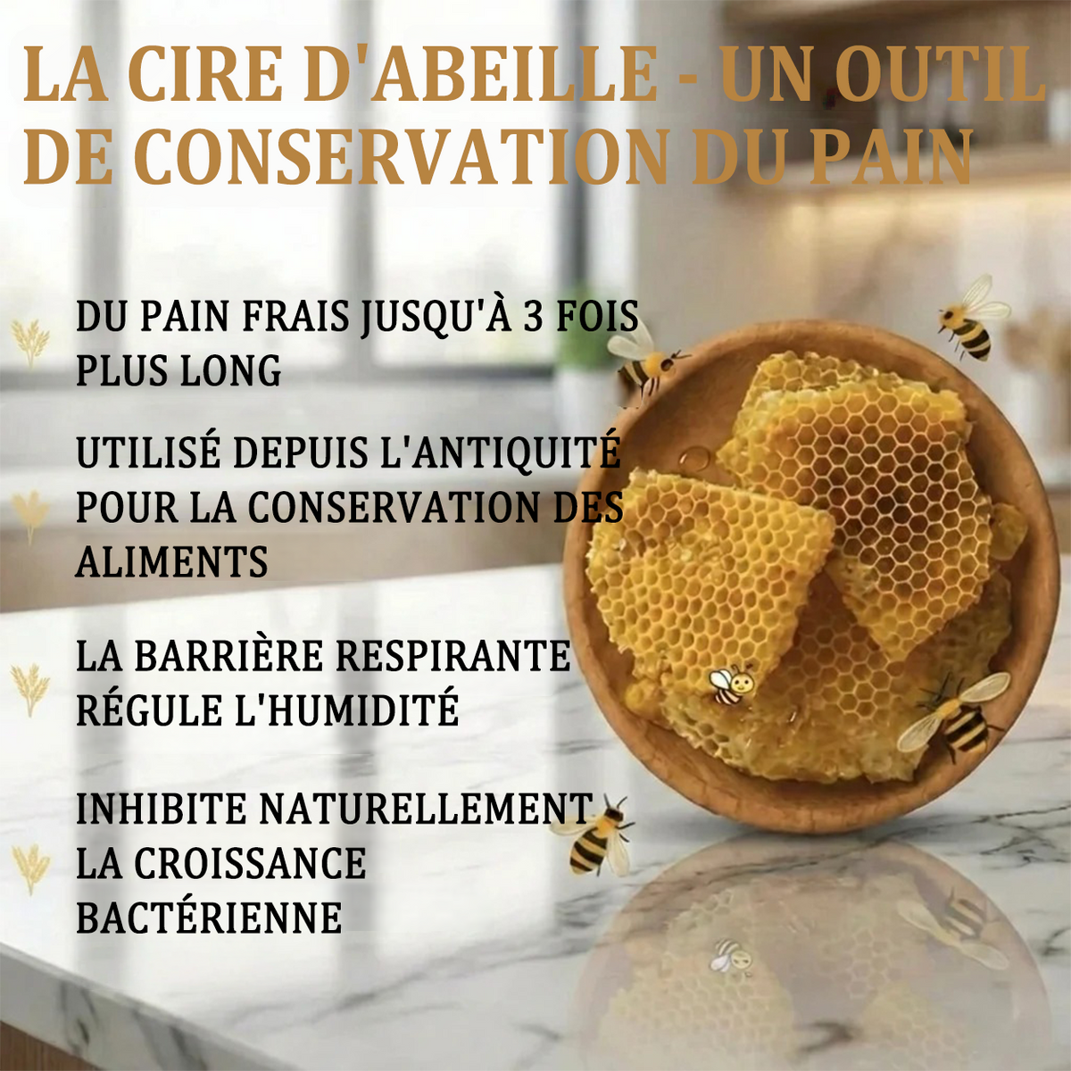 Sac à Pain Premium en Coton 100% et Cire d'Abeille