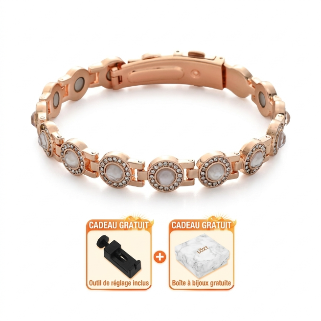 🔥 -80 % | Bracelet magnétique en cuivre pur avec zircon étincelant – Taille ajustable