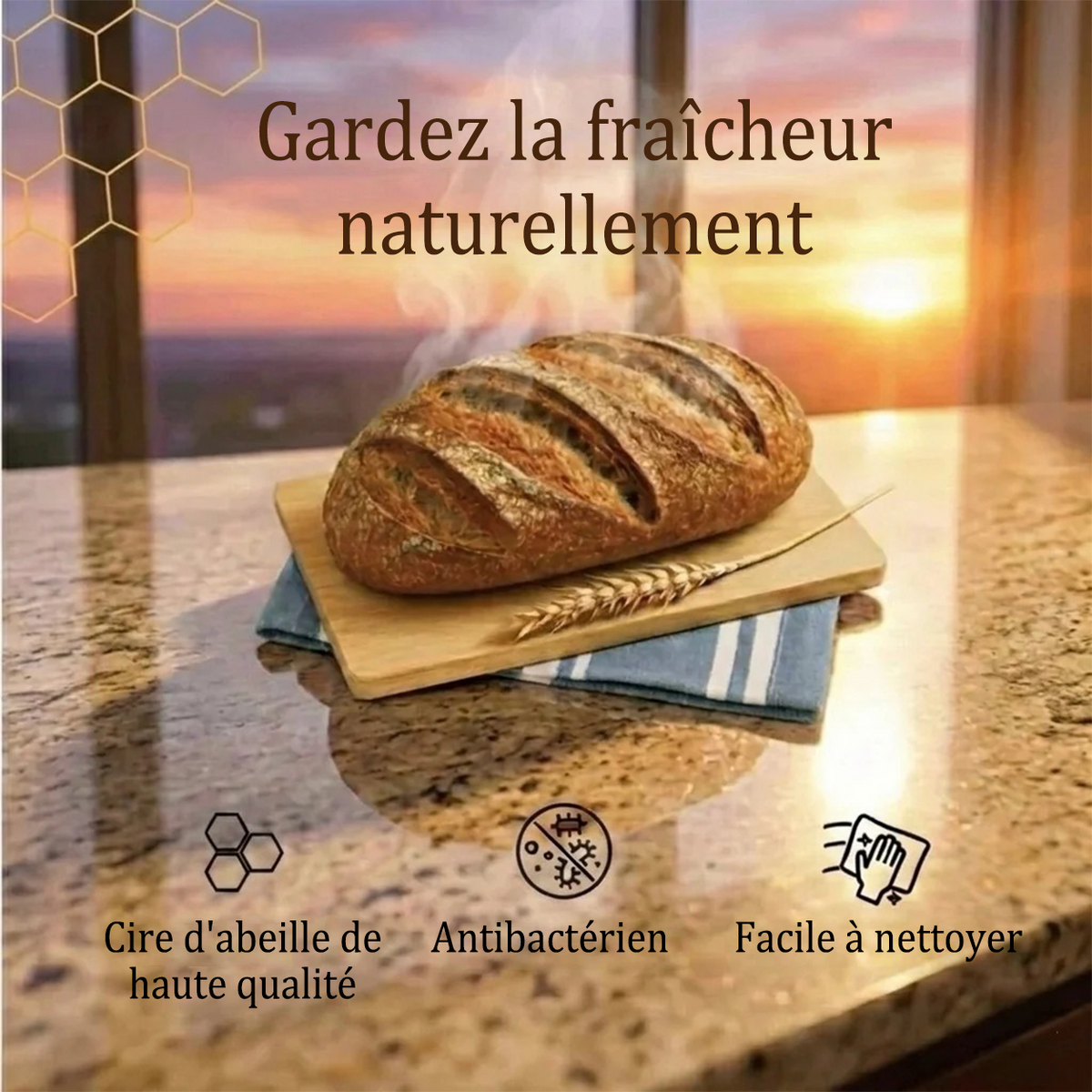 Sac à Pain Premium en Coton 100% et Cire d'Abeille