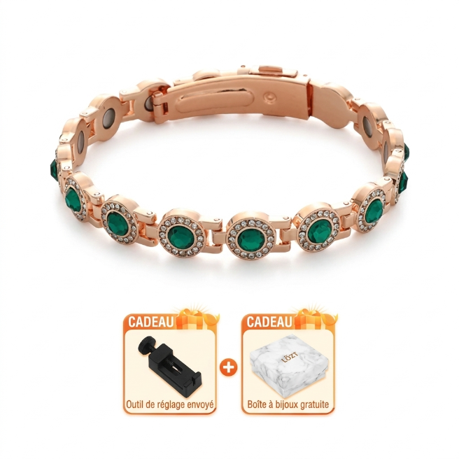 🔥 -80 % | Bracelet magnétique en cuivre pur avec zircon étincelant – Taille ajustable