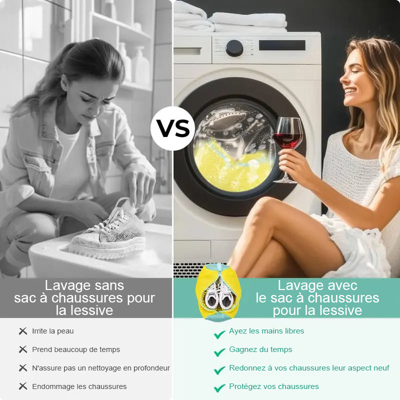 Sac de lavage pour chaussures réutilisable