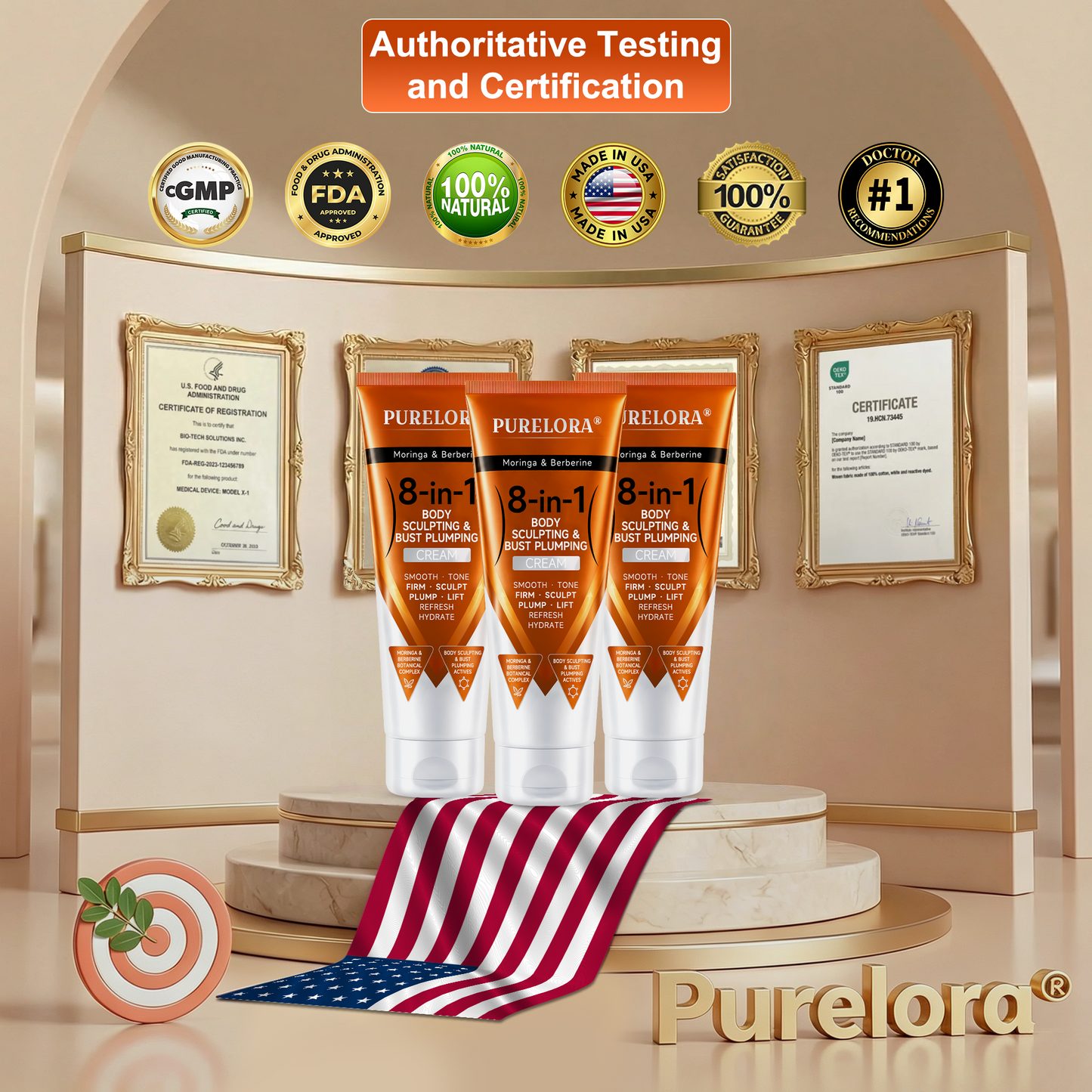 𝐎𝐟𝐟𝐢𝐜𝐢𝐚𝐥 𝐁𝐫𝐚𝐧𝐝 𝐒𝐭𝐨𝐫𝐞 | PURELORA ® Crème 8-en-1 au moringa et à la berbérine pour modeler la silhouette et repulper la poitrine : lisse · raffermit · tonifie · sculpte · rafraîchit · hydrate · repulpe · lifte