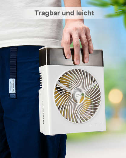 ❄️ BVJ tragbarer Sprühventilator❄️ | Bis zu 30 Std. Akkulaufzeit • 600-ml-Wassertank • USB-Aufladung • Leiser Betrieb | Ideal für Zuhause, Büro, Camping & Reisen