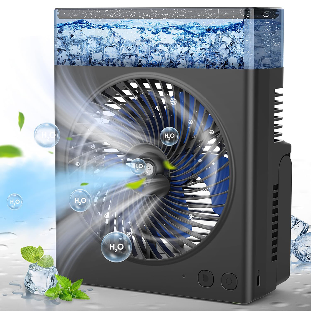 ❄️ BVJ tragbarer Sprühventilator❄️ | Bis zu 30 Std. Akkulaufzeit • 600-ml-Wassertank • USB-Aufladung • Leiser Betrieb | Ideal für Zuhause, Büro, Camping & Reisen