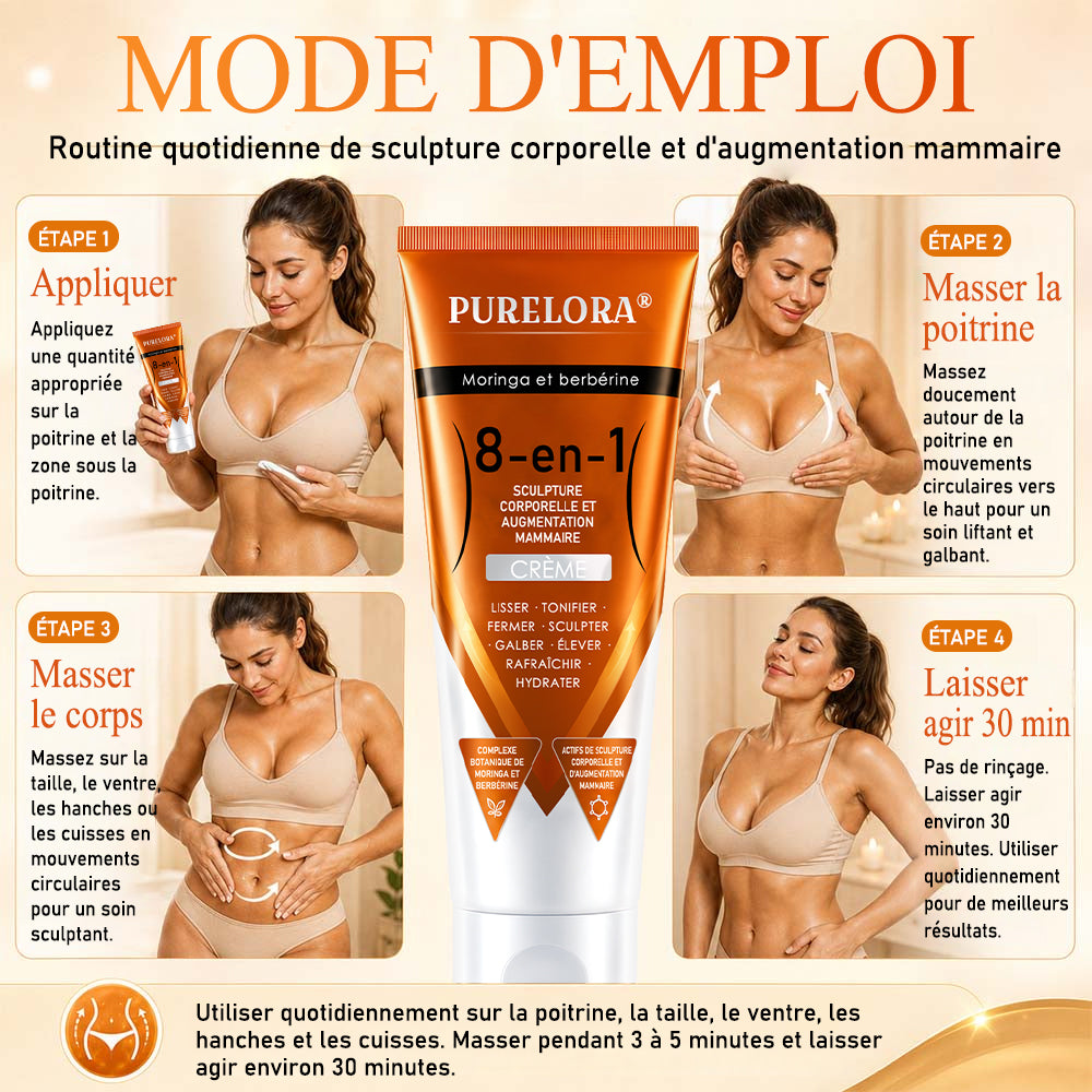 𝐎𝐟𝐟𝐢𝐜𝐢𝐚𝐥 𝐁𝐫𝐚𝐧𝐝 𝐒𝐭𝐨𝐫𝐞 |PURELORA® Moringa & Berberine 8-in-1 Body Sculpting & Bust Plumping Cream Smooth · Firm · Tone · Sculpt · Refresh · Hydrate · Plump · Lift