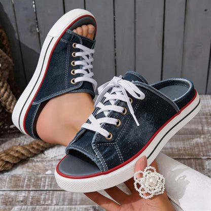 𝐃𝐄𝐑𝐍𝐈𝐄𝐑 𝐉𝐎𝐔𝐑 : -𝟖𝟎% 🏆 : Sandales à Enfiler Confortables en Toile Denim pour Femme