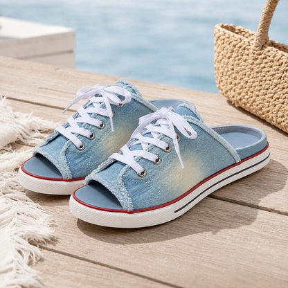 𝐃𝐄𝐑𝐍𝐈𝐄𝐑 𝐉𝐎𝐔𝐑 : -𝟖𝟎% 🏆 : Sandales à Enfiler Confortables en Toile Denim pour Femme