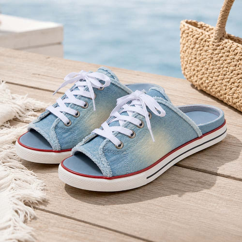 𝐃𝐄𝐑𝐍𝐈𝐄𝐑 𝐉𝐎𝐔𝐑 : -𝟖𝟎% 🏆 : Sandales à Enfiler Confortables en Toile Denim pour Femme