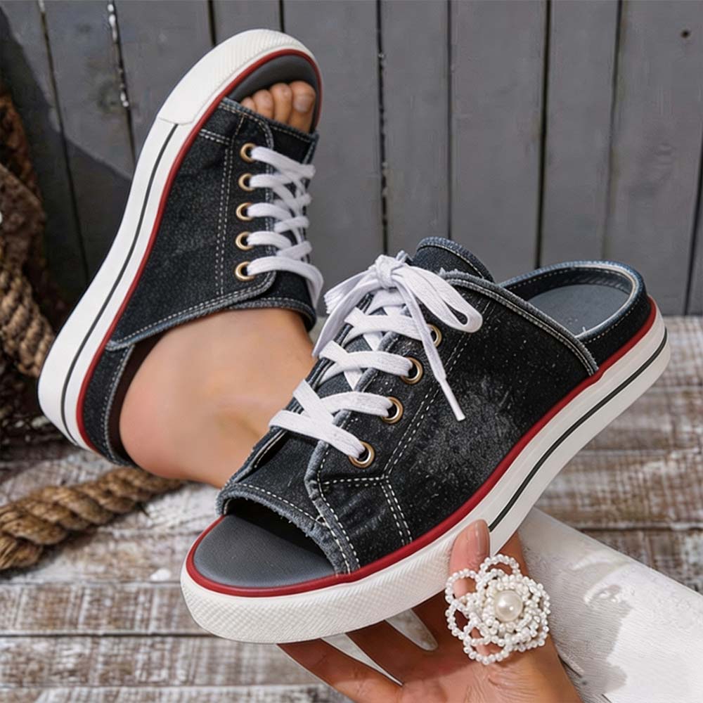 𝐃𝐄𝐑𝐍𝐈𝐄𝐑 𝐉𝐎𝐔𝐑 : -𝟖𝟎% 🏆 : Sandales à Enfiler Confortables en Toile Denim pour Femme