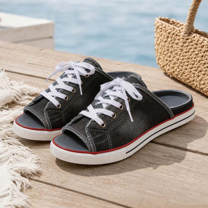 𝐃𝐄𝐑𝐍𝐈𝐄𝐑 𝐉𝐎𝐔𝐑 : -𝟖𝟎% 🏆 : Sandales à Enfiler Confortables en Toile Denim pour Femme