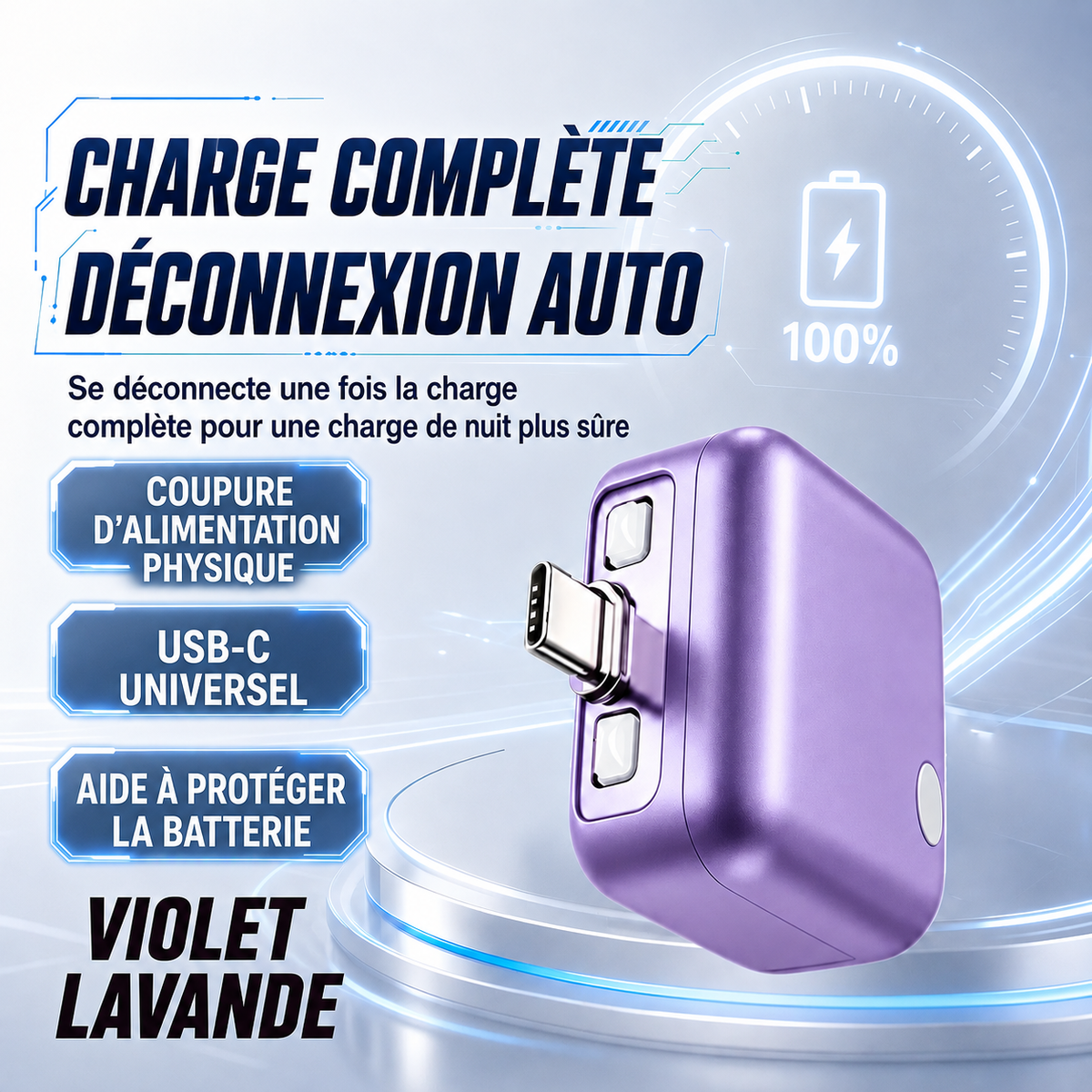 🔥 Protecteur de charge USB-C 140 W avec IA et arrêt automatique à pleine charge