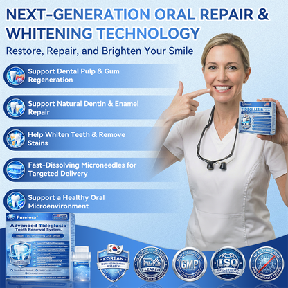 🏥 Pharmacie en ligne | Purelora® 😁 Bandes buccales à dissolution rapide au Tideglusib pour la réparation des dents et des gencives 🦷