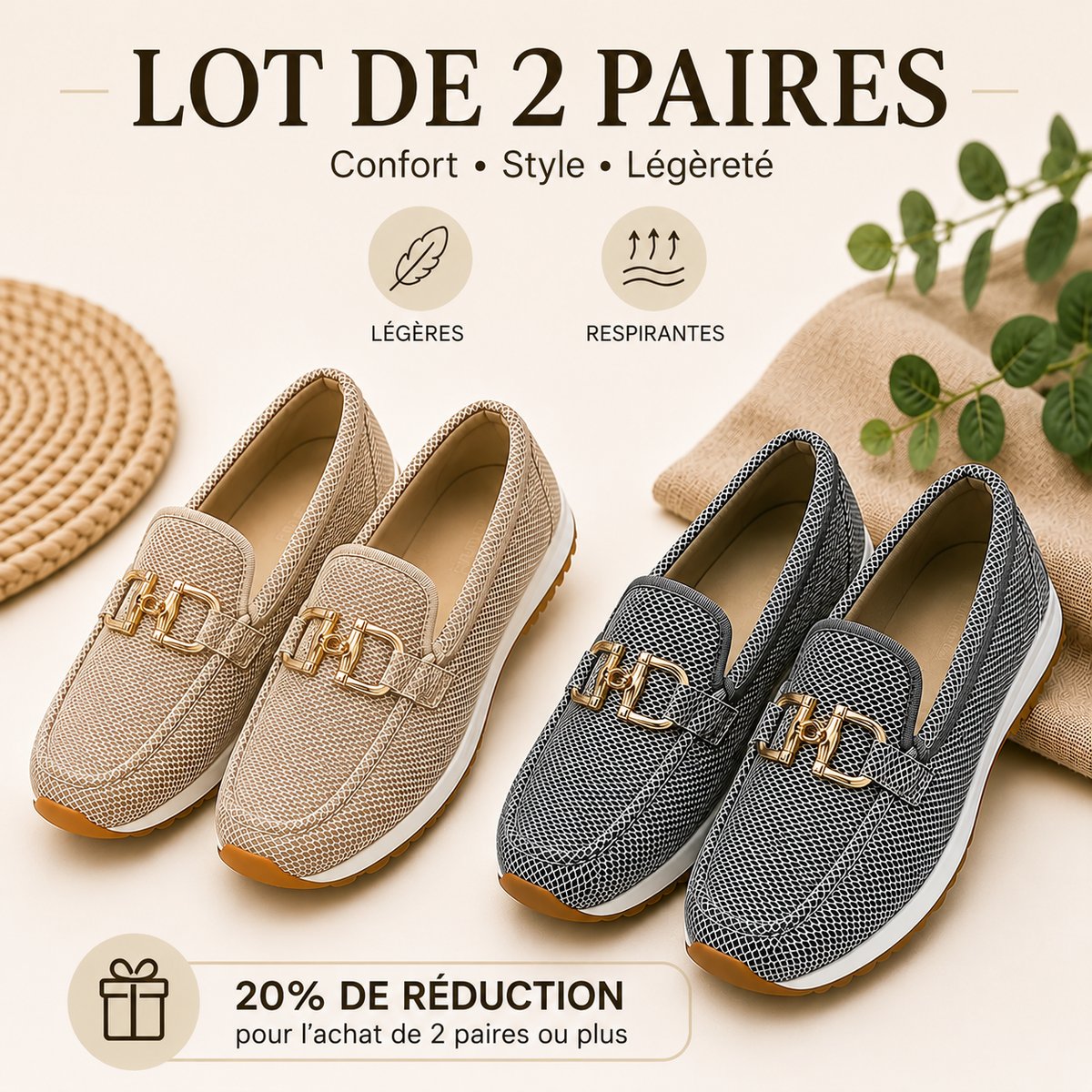 🔥 Bestseller 2026 🏆  Mocassins confortables avec soutien de la voûte plantaire 👟   𝐃𝐄𝐑𝐍𝐈𝐄𝐑 𝐉𝐎𝐔𝐑 : 𝟖𝟎 % 𝐃𝐄 𝐑𝐄𝐃𝐔𝐂𝐓𝐈𝐎𝐍