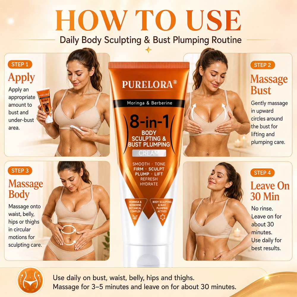 𝐎𝐟𝐟𝐢𝐜𝐢𝐚𝐥 𝐁𝐫𝐚𝐧𝐝 𝐒𝐭𝐨𝐫𝐞 | PURELORA ® Crème 8-en-1 au moringa et à la berbérine pour modeler la silhouette et repulper la poitrine : lisse · raffermit · tonifie · sculpte · rafraîchit · hydrate · repulpe · lifte
