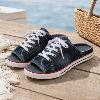 𝐃𝐄𝐑𝐍𝐈𝐄𝐑 𝐉𝐎𝐔𝐑 : -𝟖𝟎% 🏆 : Sandales à Enfiler Confortables en Toile Denim pour Femme