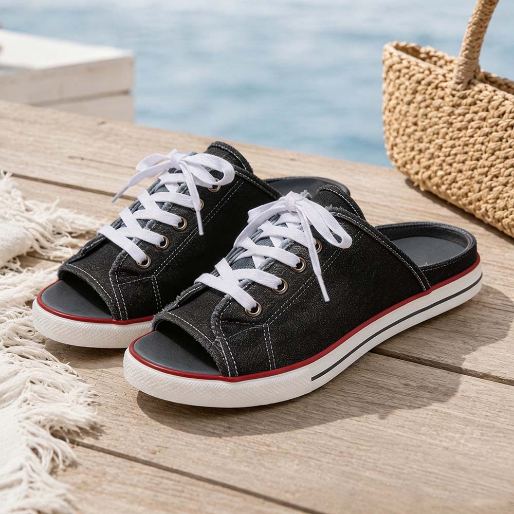 𝐃𝐄𝐑𝐍𝐈𝐄𝐑 𝐉𝐎𝐔𝐑 : -𝟖𝟎% 🏆 : Sandales à Enfiler Confortables en Toile Denim pour Femme