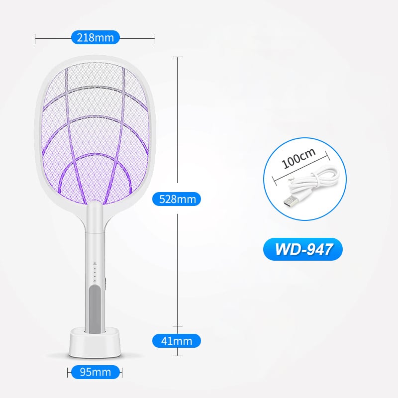 🔦 Raquette anti-moustiques 2-en-1 | Haute tension 3 000 V | Socle autonome | Maison, cuisine, terrasse et camping