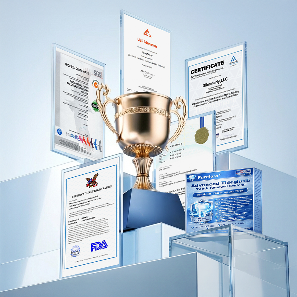 🏥 Pharmacie en ligne | Purelora® 😁 Bandes buccales à dissolution rapide au Tideglusib pour la réparation des dents et des gencives 🦷