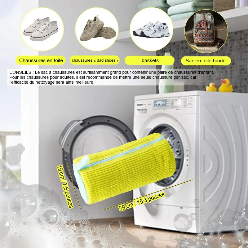 Sac de lavage pour chaussures réutilisable