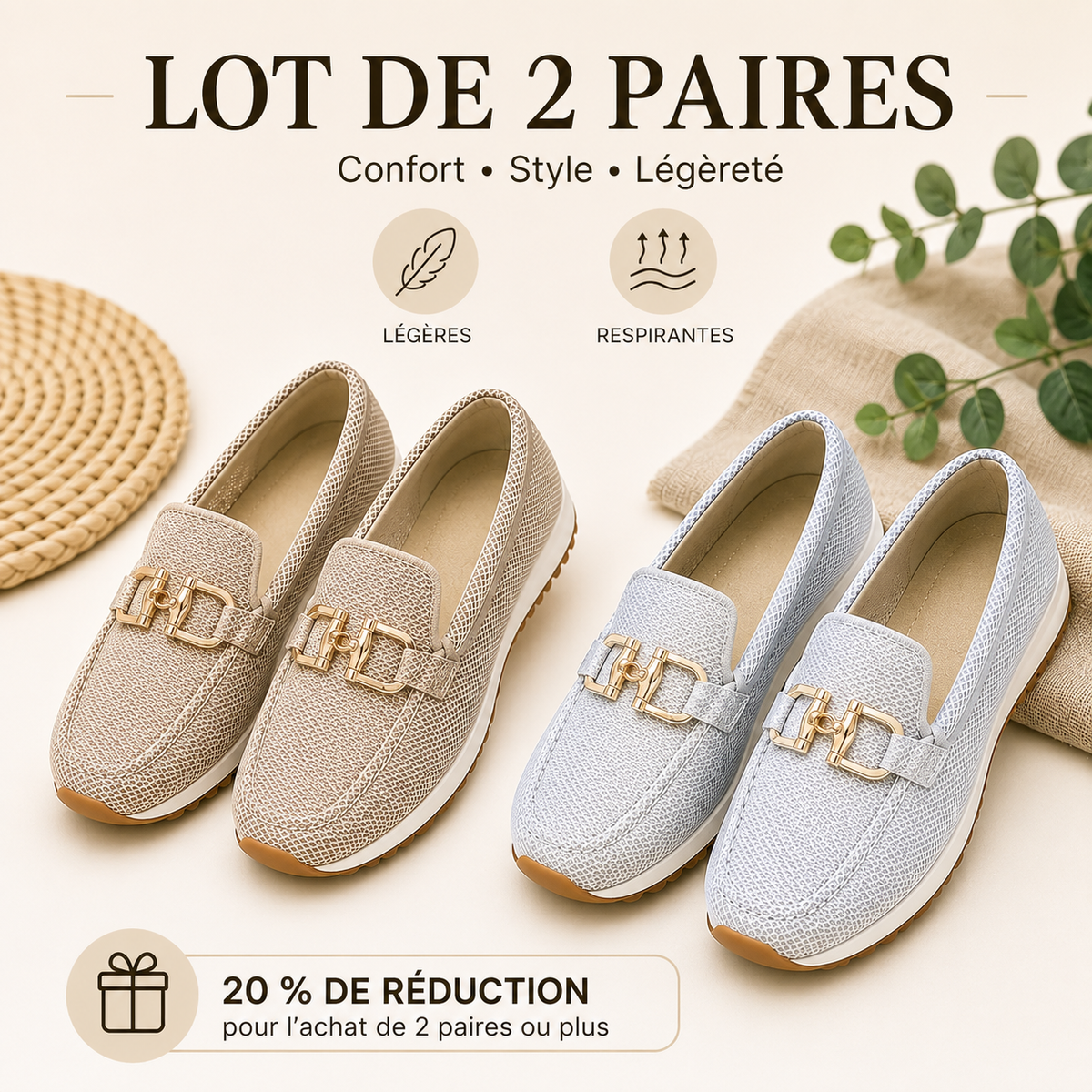 🔥 Bestseller 2026 🏆  Mocassins confortables avec soutien de la voûte plantaire 👟   𝐃𝐄𝐑𝐍𝐈𝐄𝐑 𝐉𝐎𝐔𝐑 : 𝟖𝟎 % 𝐃𝐄 𝐑𝐄𝐃𝐔𝐂𝐓𝐈𝐎𝐍