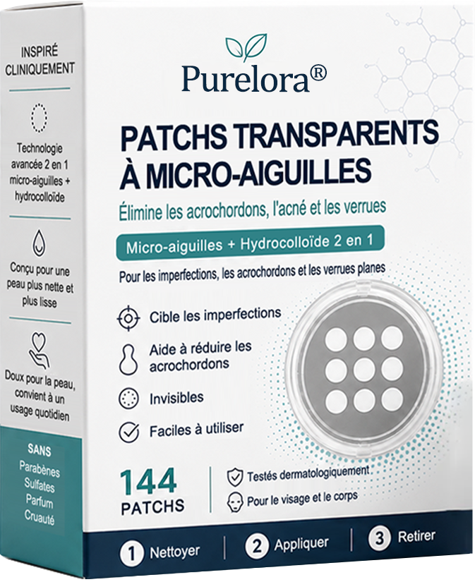 ✨Patch 2-en-1 𝐏𝐮𝐫𝐞𝐥𝐨𝐫𝐚® : Microneedle & Hydrocolloïde🍀 | Élimine les grains de beauté en relief, les verrues planes et les acrochordons | Aide à atténuer les rides, les cicatrices et les imperfections | Patch invisible adapté au visage et au corps