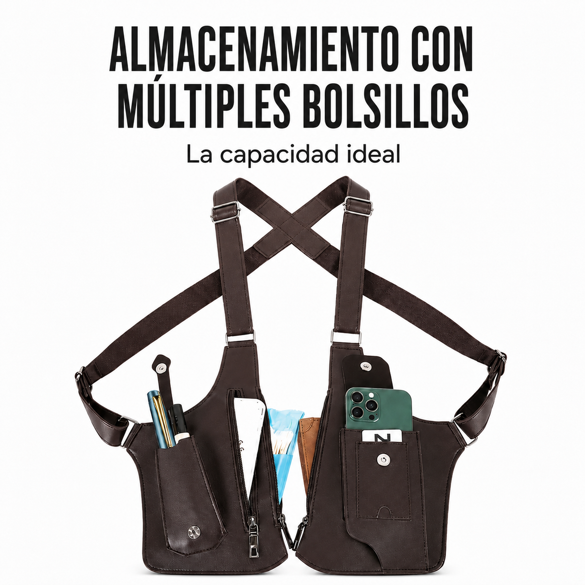 Bandolera Doble Multibolsillos