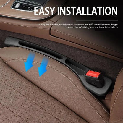 Organisateur de voiture en cuir PU pour combler l'espace entre les sièges – Pochette de rangement étanche (Marron/Noir)