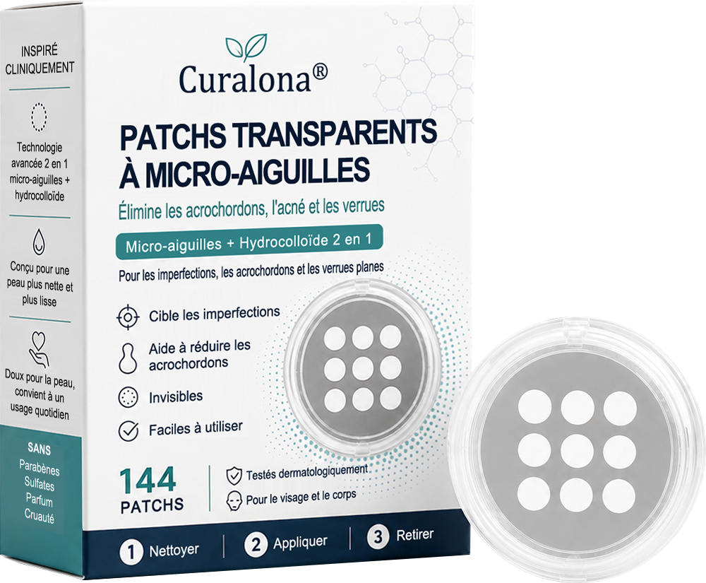 🏥 Curalona® Patch Invisible 2-en-1 🍀 | Cible les acrochordons, verrues planes et petites imperfections visibles | Micro-aiguilles + hydrocolloïde | Sans coupure • Sans congélation • Visage & corps