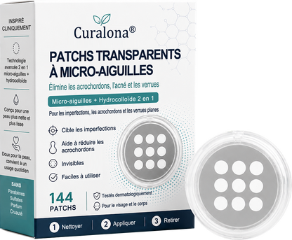 🏥 Curalona® Patch Invisible 2-en-1 🍀 | Cible les acrochordons, verrues planes et petites imperfections visibles | Micro-aiguilles + hydrocolloïde | Sans coupure • Sans congélation • Visage & corps