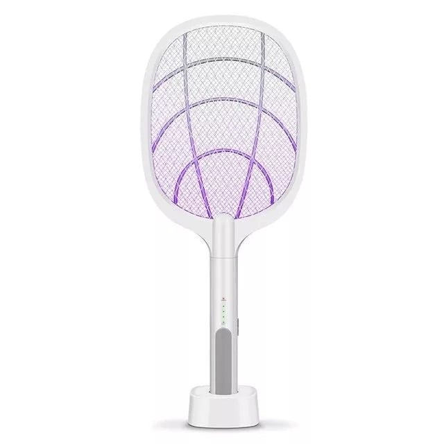 🔦 Raquette anti-moustiques 2-en-1 | Haute tension 3 000 V | Socle autonome | Maison, cuisine, terrasse et camping