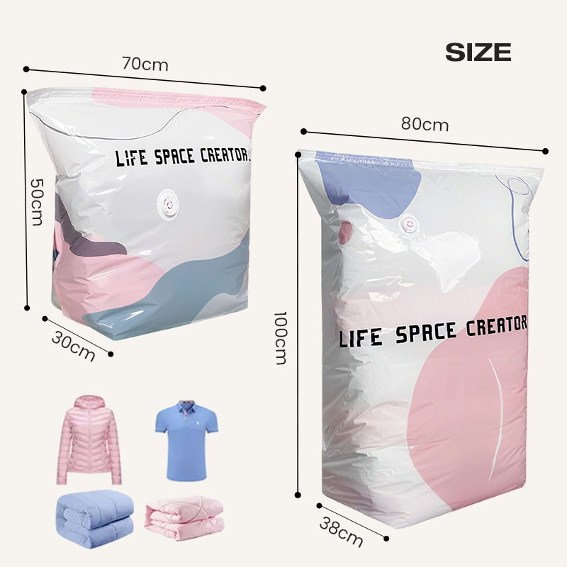 💐 ACHETEZ 2, OBTENEZ 1 GRATUIT ! 🧺 Sacs de rangement sous vide sans pompe – Gain de place jusqu’à 80% – Matériau résistant PA+PE, idéal pour vêtements, literie & coussins 🛏️